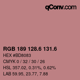 カラーコード: RGB 189 128.6 131.6 | qconv.com