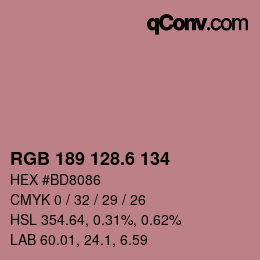 カラーコード: RGB 189 128.6 134 | qconv.com