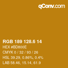 カラーコード: RGB 189 128.6 14 | qconv.com