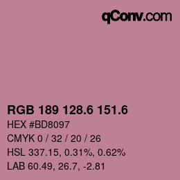 カラーコード: RGB 189 128.6 151.6 | qconv.com