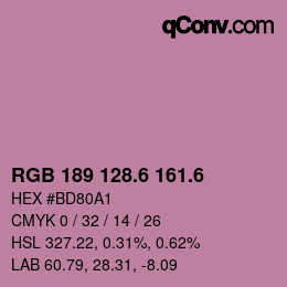 カラーコード: RGB 189 128.6 161.6 | qconv.com