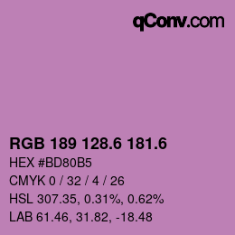 カラーコード: RGB 189 128.6 181.6 | qconv.com