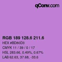 カラーコード: RGB 189 128.6 211.6 | qconv.com