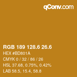 カラーコード: RGB 189 128.6 26.6 | qconv.com
