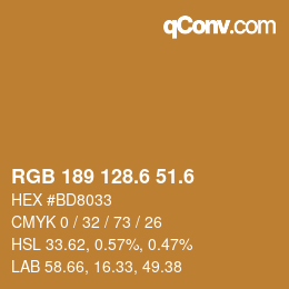 カラーコード: RGB 189 128.6 51.6 | qconv.com