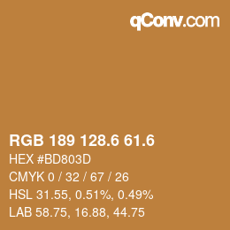 カラーコード: RGB 189 128.6 61.6 | qconv.com