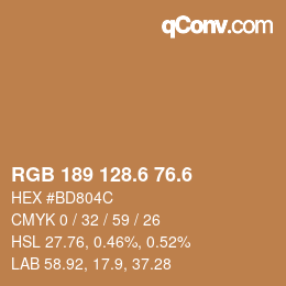 カラーコード: RGB 189 128.6 76.6 | qconv.com
