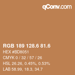 カラーコード: RGB 189 128.6 81.6 | qconv.com