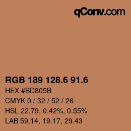 カラーコード: RGB 189 128.6 91.6 | qconv.com