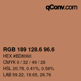 カラーコード: RGB 189 128.6 96.6 | qconv.com