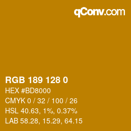 カラーコード: RGB 189 128 0 | qconv.com