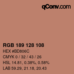 カラーコード: RGB 189 128 108 | qconv.com
