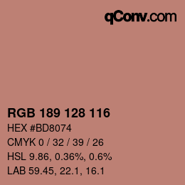 カラーコード: RGB 189 128 116 | qconv.com