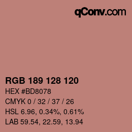 カラーコード: RGB 189 128 120 | qconv.com