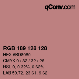 颜色代码: RGB 189 128 128 | qconv.com