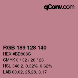 Color code: RGB 189 128 140 | qconv.com