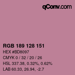 Color code: RGB 189 128 151 | qconv.com
