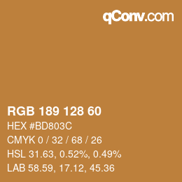 颜色代码: RGB 189 128 60 | qconv.com