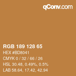 Color code: RGB 189 128 65 | qconv.com