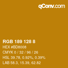 Color code: RGB 189 128 8 | qconv.com