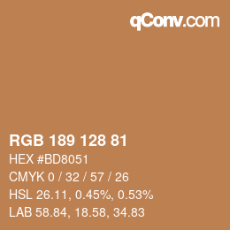 Color code: RGB 189 128 81 | qconv.com