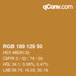 Color code: RGB 189 129 50 | qconv.com