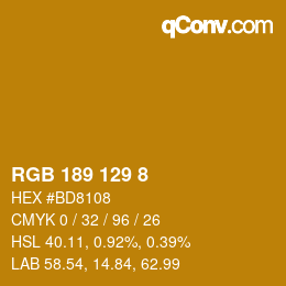 カラーコード: RGB 189 129 8 | qconv.com