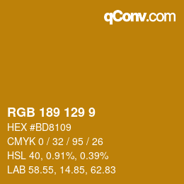 カラーコード: RGB 189 129 9 | qconv.com