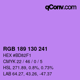 Color code: RGB 189 130 241 | qconv.com