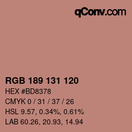 カラーコード: RGB 189 131 120 | qconv.com