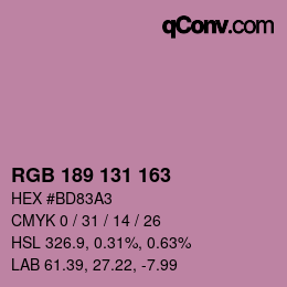 カラーコード: RGB 189 131 163 | qconv.com