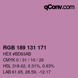Color code: RGB 189 131 171 | qconv.com
