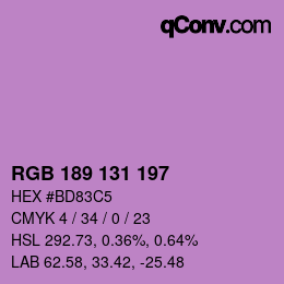 カラーコード: RGB 189 131 197 | qconv.com