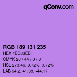 カラーコード: RGB 189 131 235 | qconv.com