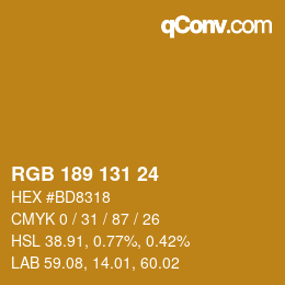 カラーコード: RGB 189 131 24 | qconv.com