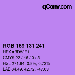 Color code: RGB 189 131 241 | qconv.com