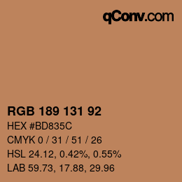 颜色代码: RGB 189 131 92 | qconv.com
