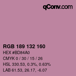 カラーコード: RGB 189 132 160 | qconv.com