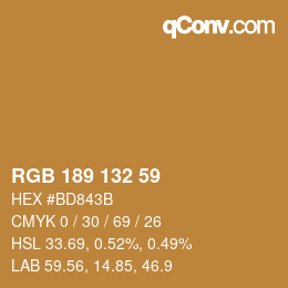 カラーコード: RGB 189 132 59 | qconv.com