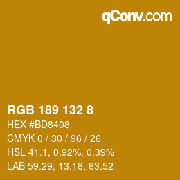 カラーコード: RGB 189 132 8 | qconv.com