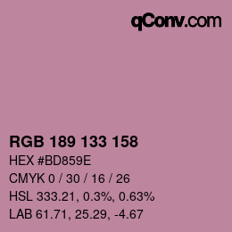 颜色代码: RGB 189 133 158 | qconv.com