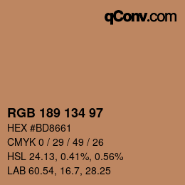Color code: RGB 189 134 97 | qconv.com