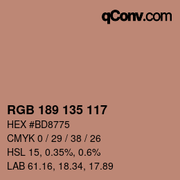 カラーコード: RGB 189 135 117 | qconv.com