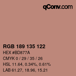 カラーコード: RGB 189 135 122 | qconv.com