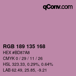 Color code: RGB 189 135 168 | qconv.com