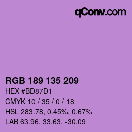 Color code: RGB 189 135 209 | qconv.com