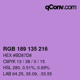 Color code: RGB 189 135 216 | qconv.com