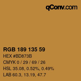 カラーコード: RGB 189 135 59 | qconv.com