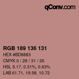 Farbcode: RGB 189 136 131 | qconv.com