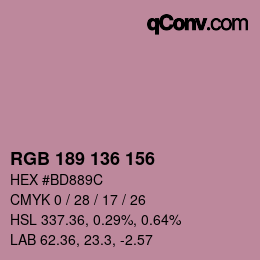 Color code: RGB 189 136 156 | qconv.com